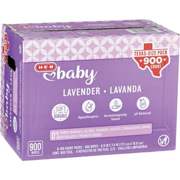 H-E-B Baby Lavender Wipes - Texas-Size Pack, 900 ct