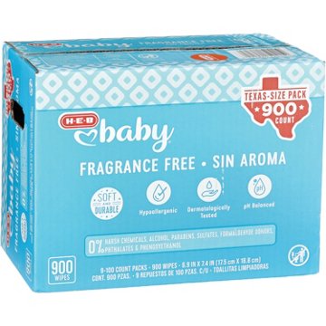 H-E-B Baby Fragrance Free Wipes - Texas-Size Pack, 900 ct