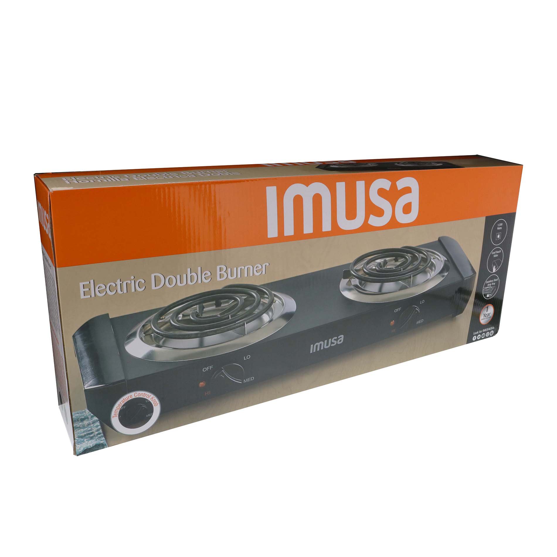 Imusa Electric Single Black Burner with Temperature Knob, 2.1 lbs