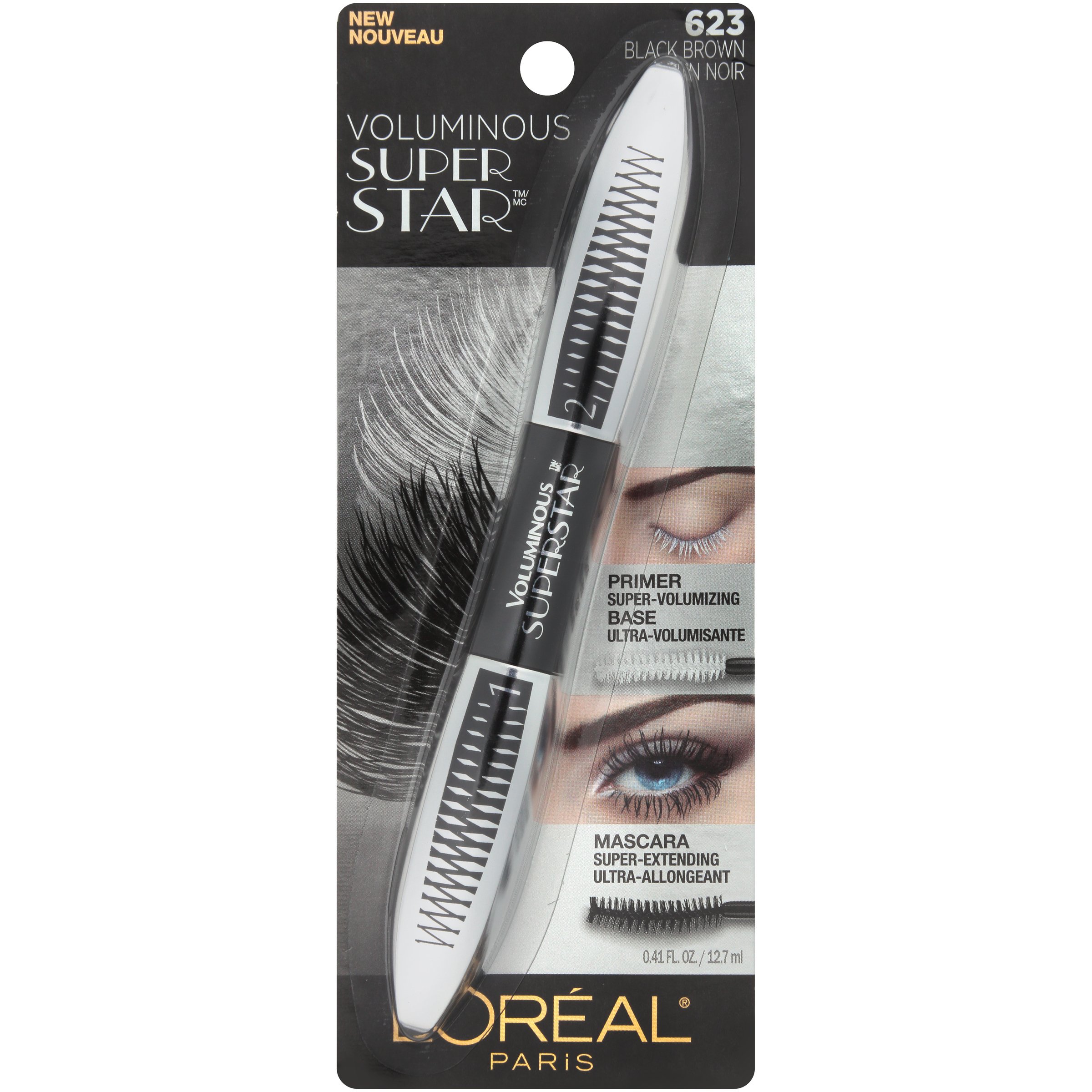 L'Oreal Paris Voluminous Superstar Washable Mascara, Blackest Brown