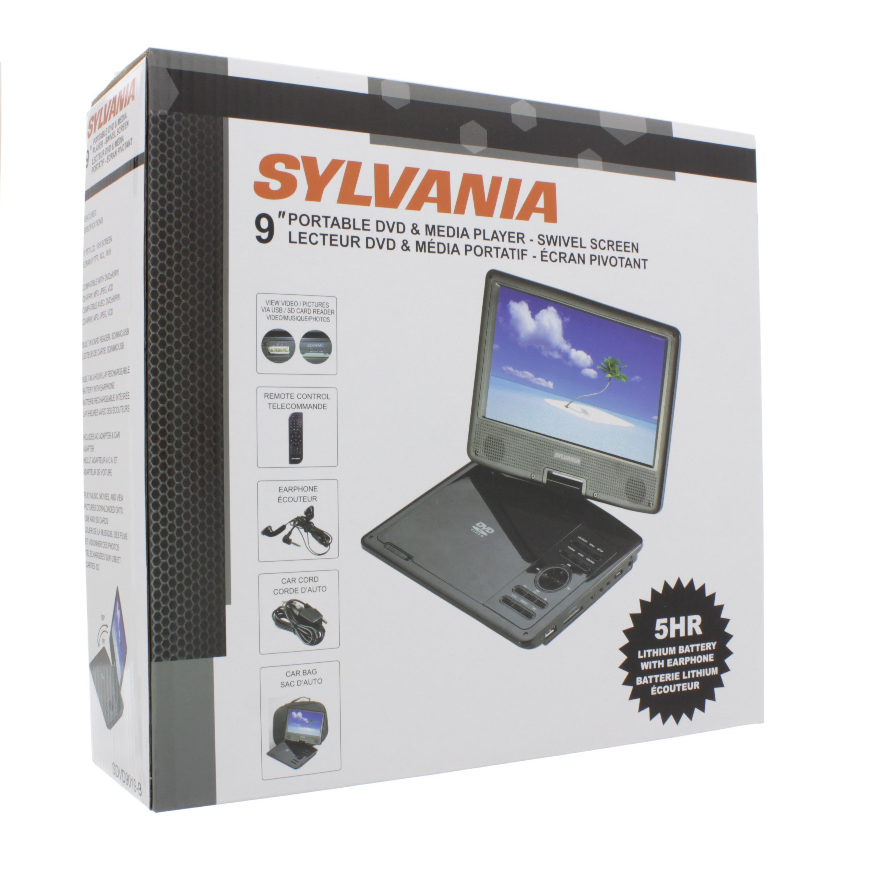 sylvania 10.1 inch dual screen portable dvd media player sdvd1082