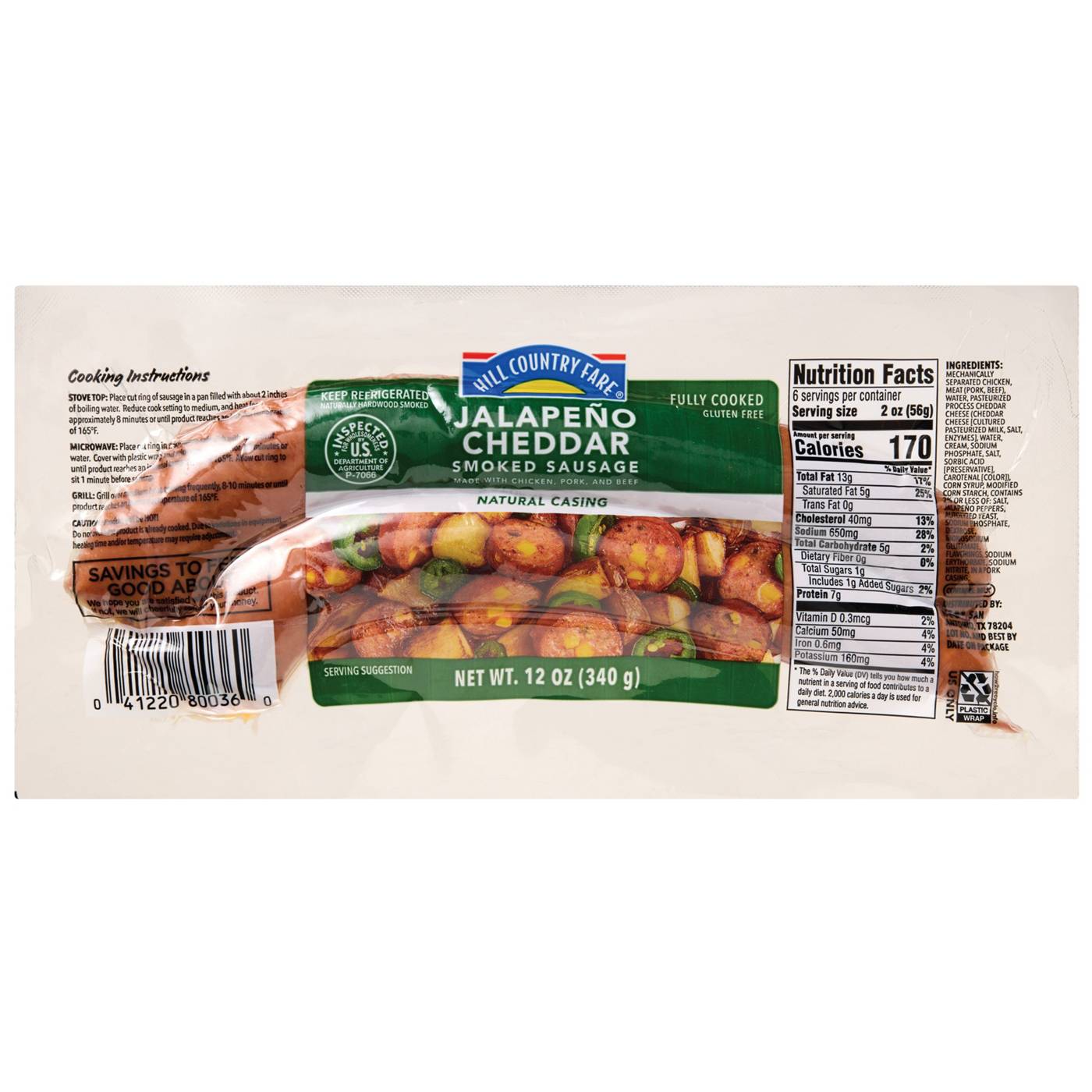 Hill Country Fare Smoked Sausage Links - Jalapeno Cheddar; image 1 of 2