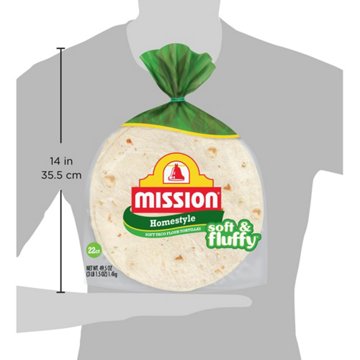 Mission Soft & Fluffy Homestyle Flour Tortillas, Soft Taco Size, 22 ct