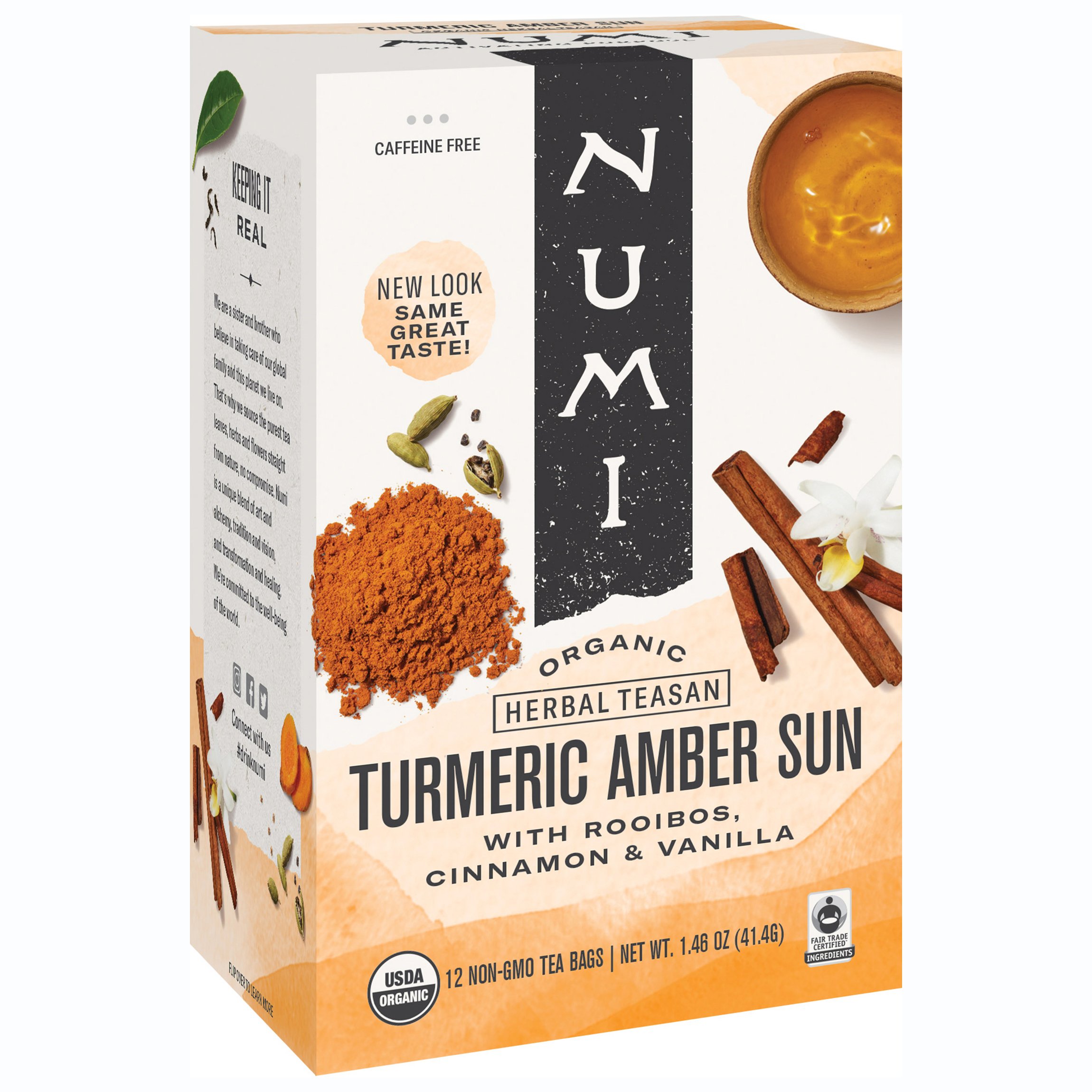 Numi Organic Tea Turmeric Tea Amber Sun Tea Bags, 12 ct