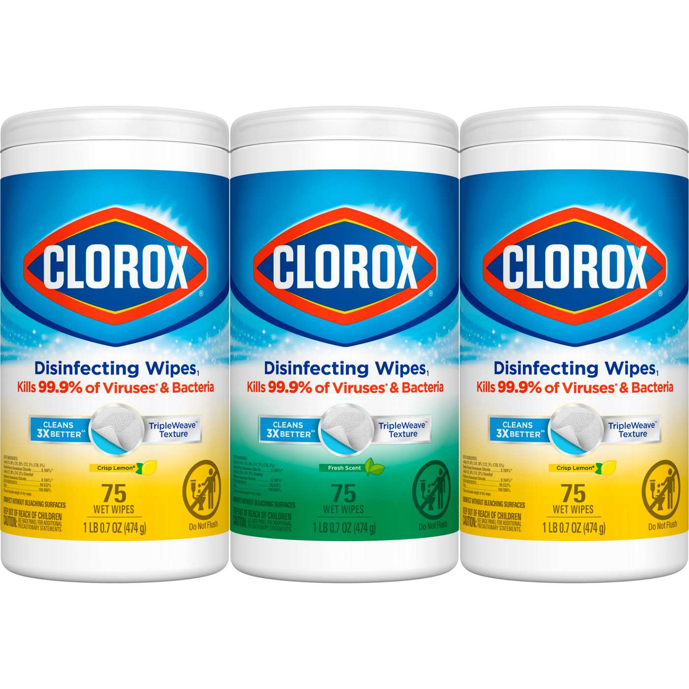 Clorox Disinfecting Bleach Free Cleaning Wipes Value 3 Pack; image 3 of 6