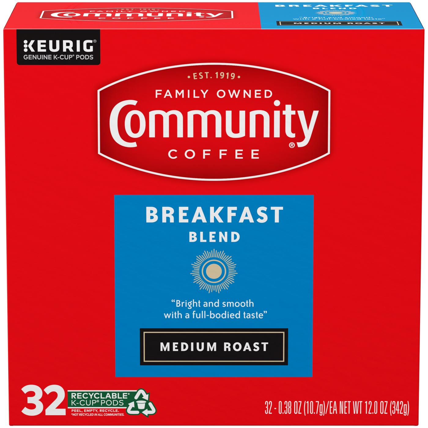 Community Coffee Breakfast Blend Medium Roast Single Serve Coffee K Cups; image 1 of 7