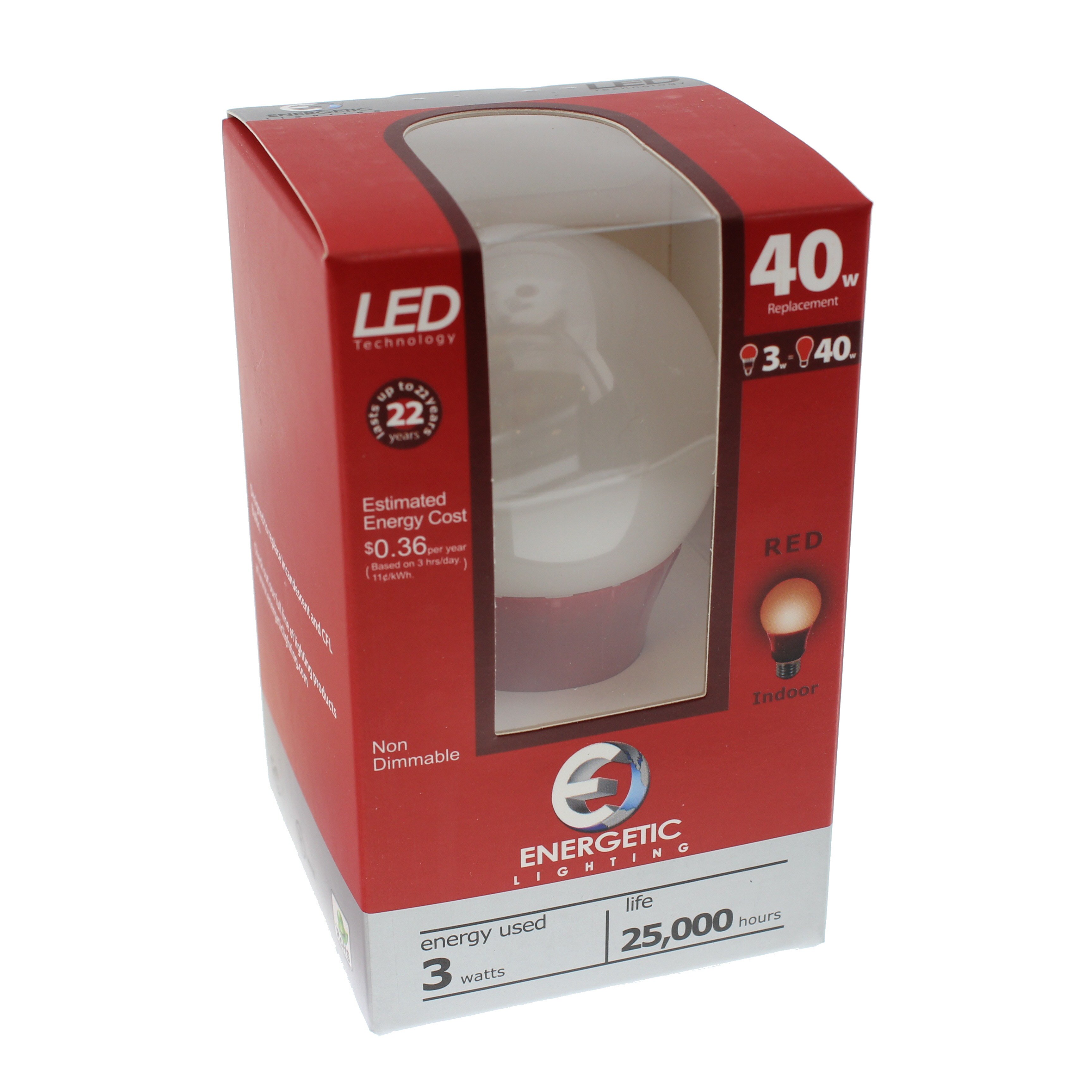 Energetic Lighting A19 40-Watt Indoor LED Light Bulb - Red - Shop Light ...