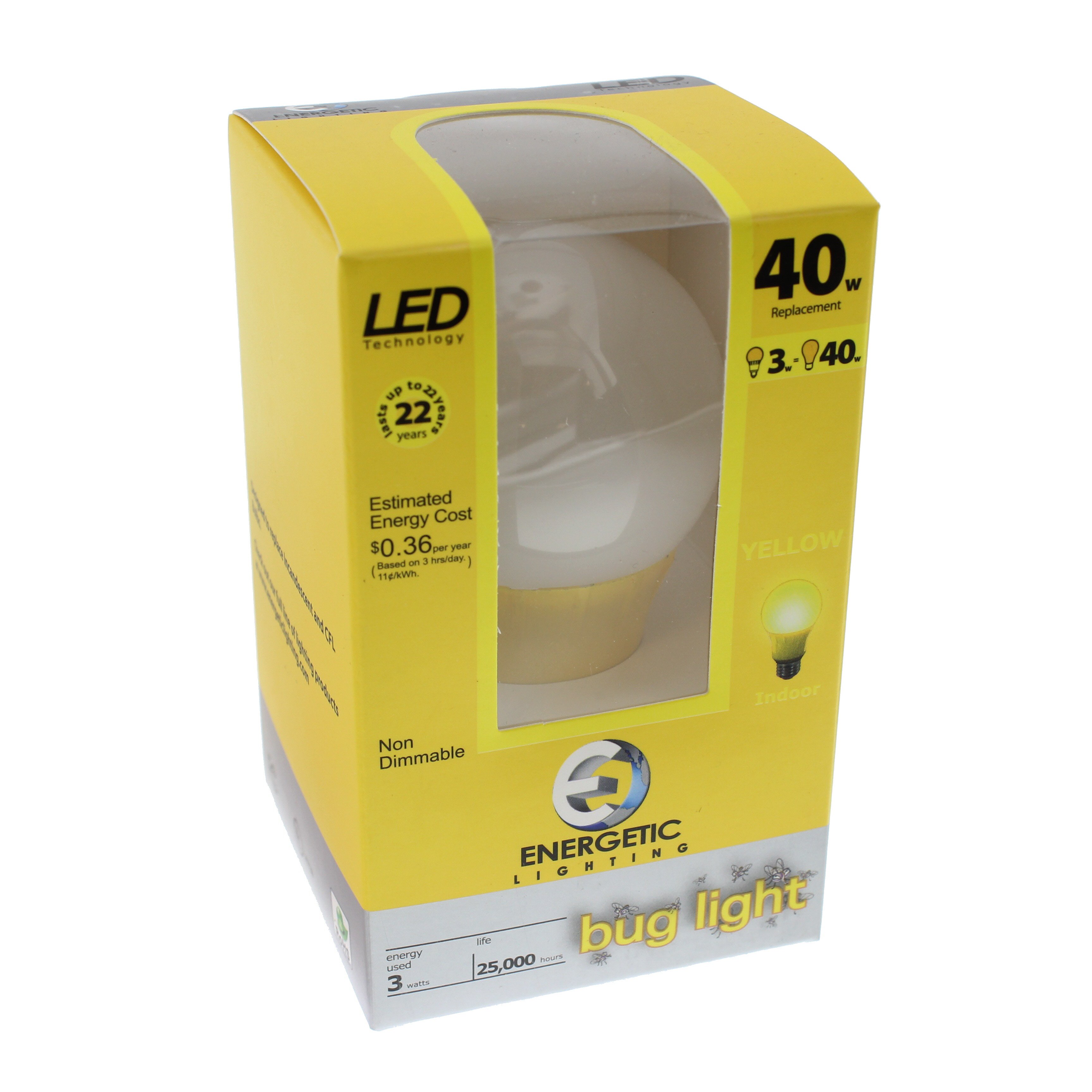 Energetic Lighting A19 40Watt Indoor LED Light Bulb Yellow Shop Light Bulbs at HEB