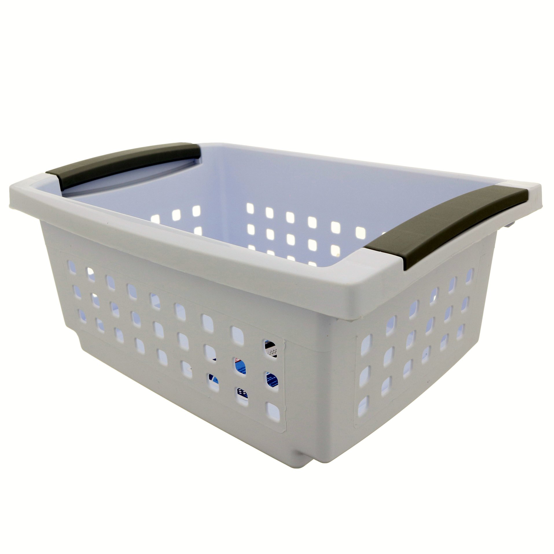 Sterilite Small White with Grey Handles Stacking Basket Shop Storage