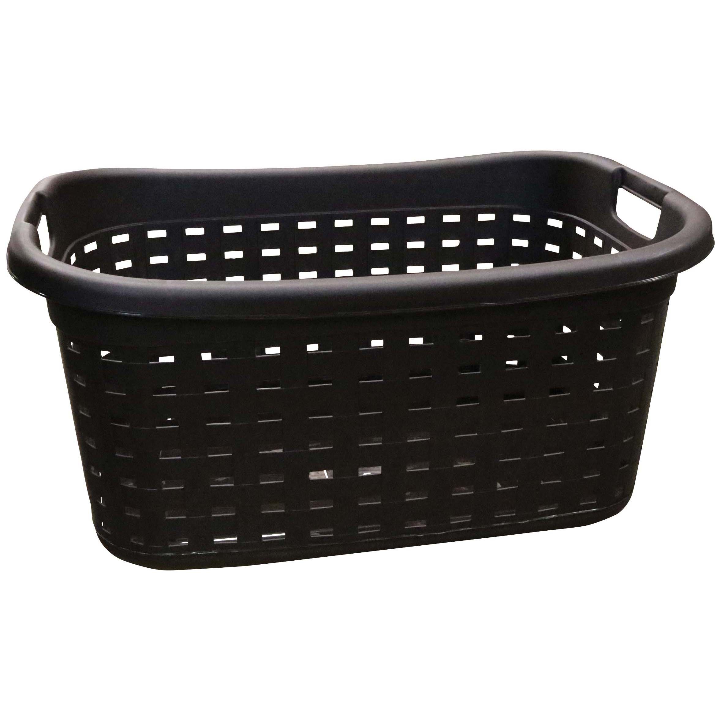 black and white laundry basket