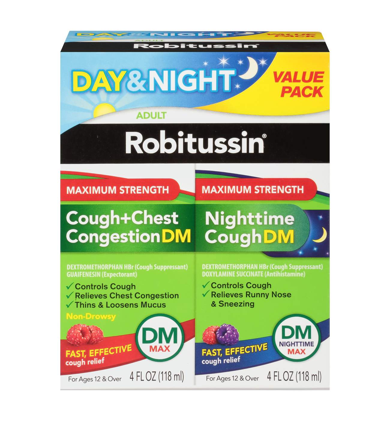 Robitussin Max Strength Cough + Chest Congestion DM & Nighttime Cough DM; image 1 of 6