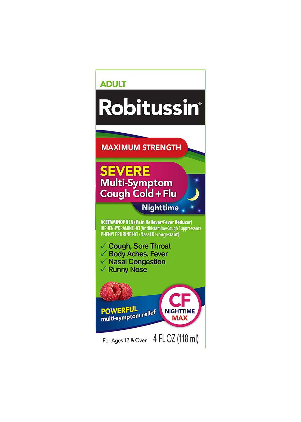 Robitussin Severe Nighttime Multi-Symptom Cough Cold + Flu Liquid; image 1 of 7