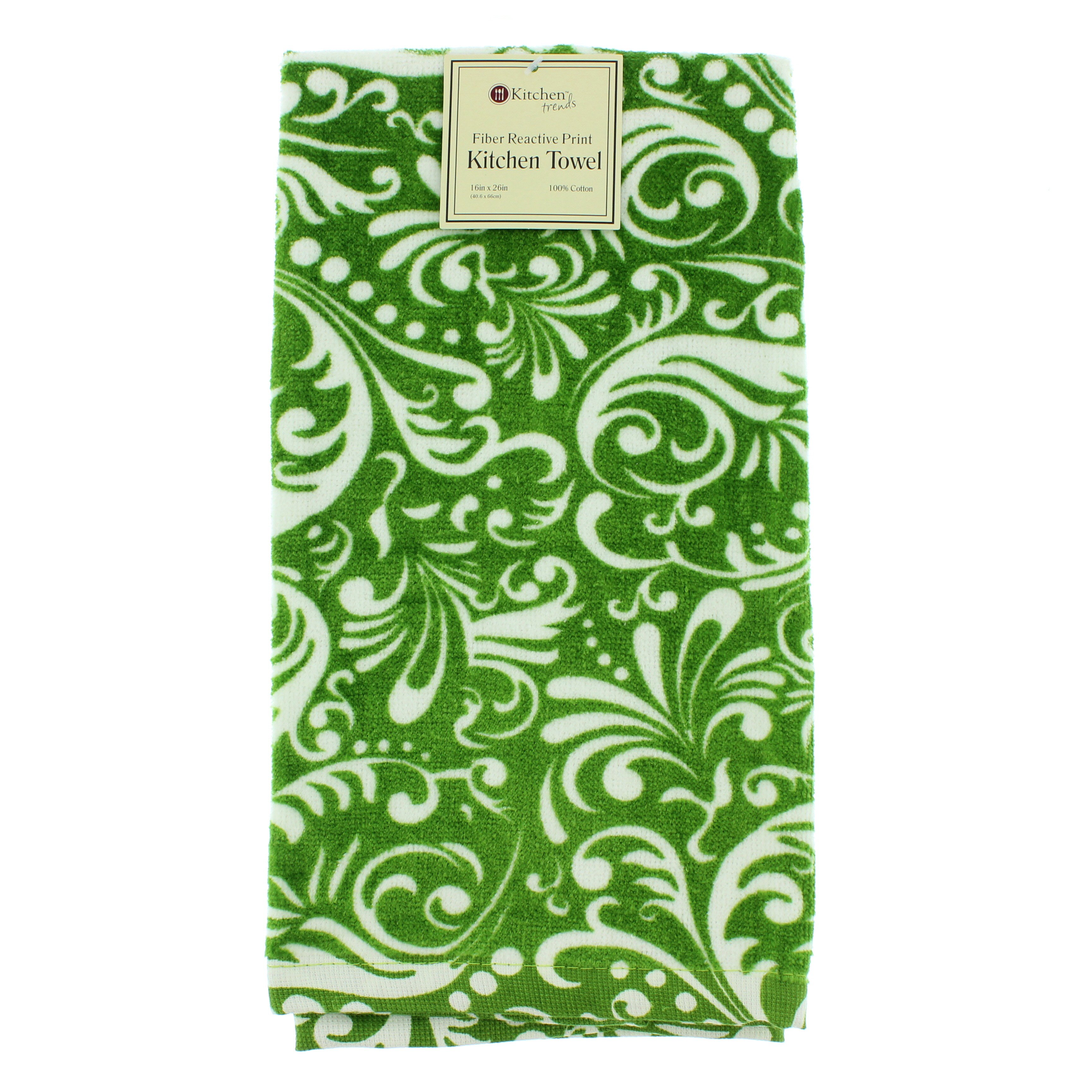Kitchen Trends Green Damask Printed Kitchen Towel Shop Kitchen Linens
