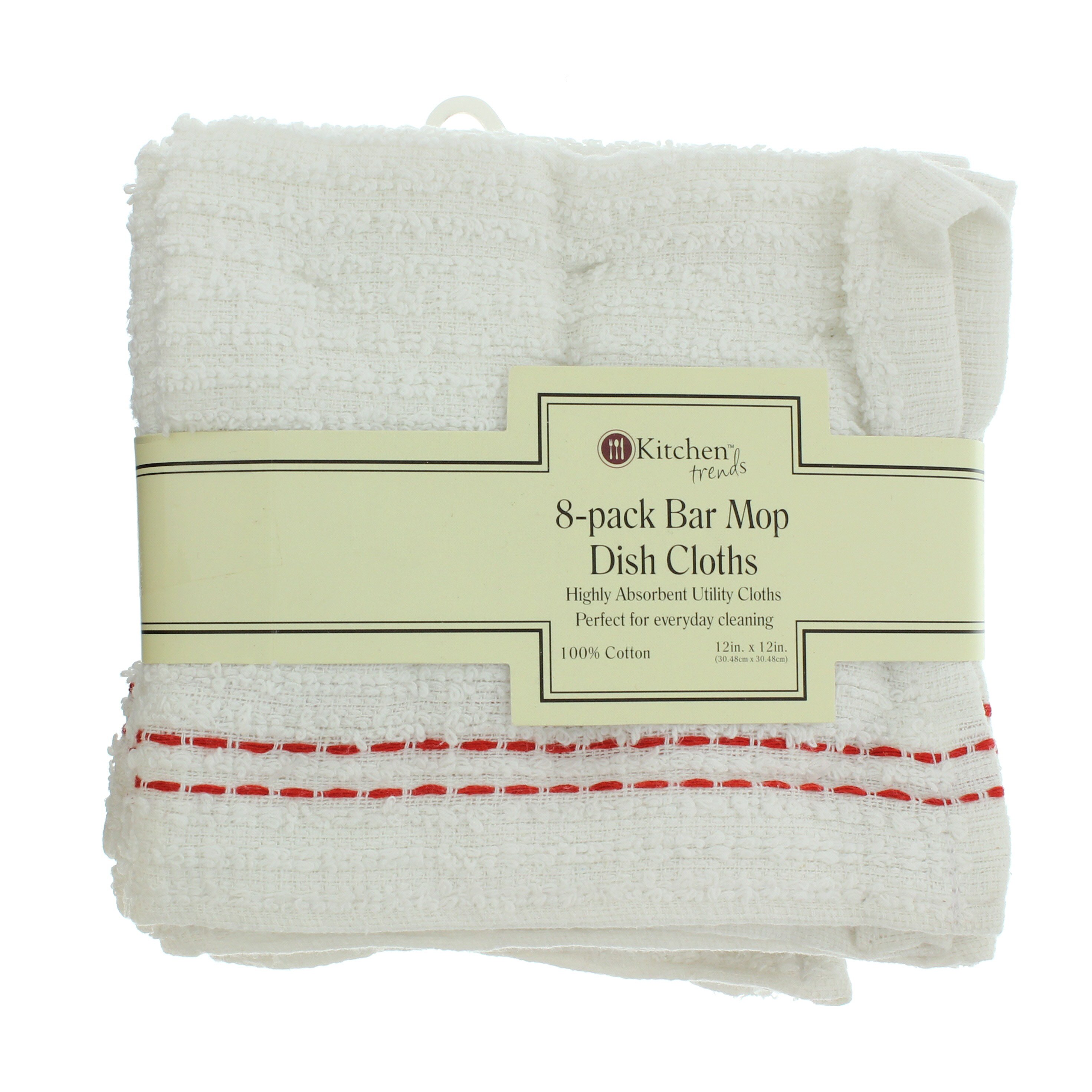 Kitchen Trends White with Red Stripe Bar Mop Dish Cloths