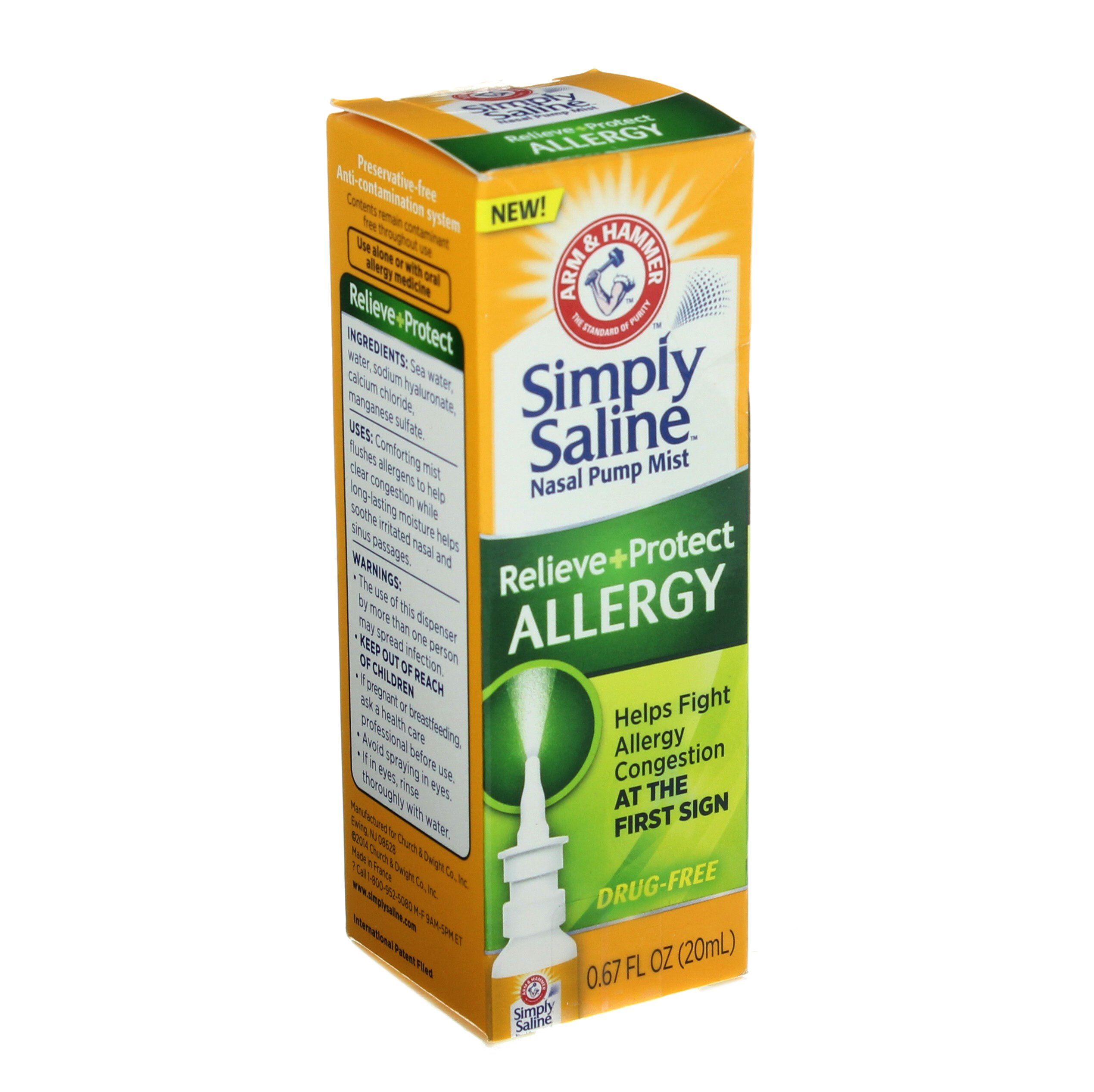 Arm & Hammer Simply Saline Relieve + Protect Allergy Nasal Pump Mist ...