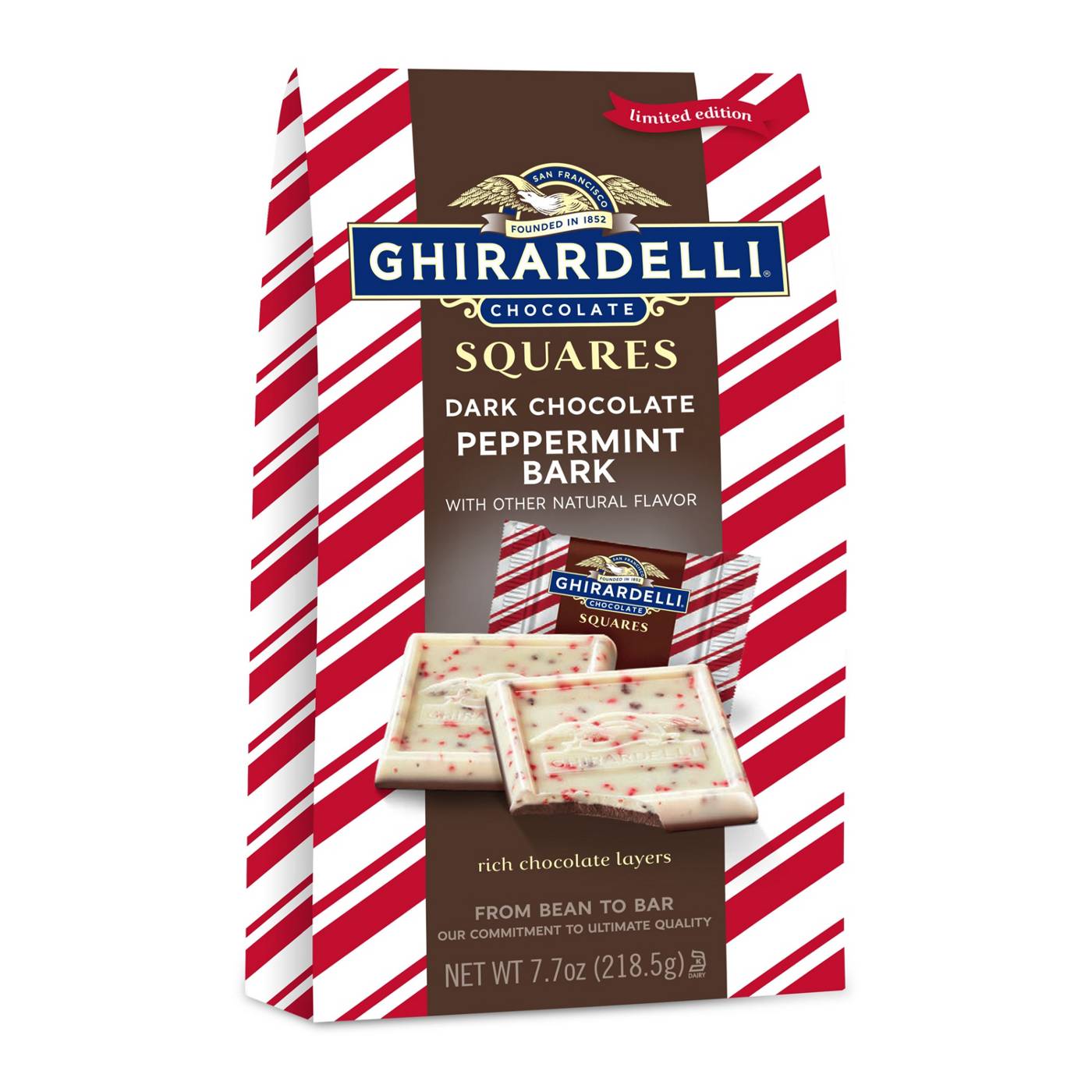 Ghirardelli Dark Chocolate Peppermint Bark Holiday Squares; image 5 of 5