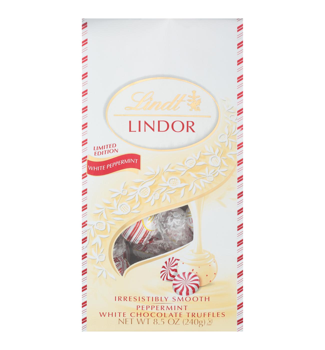 Lindt Lindor White Peppermint Chocolate Holiday Truffles; image 1 of 2