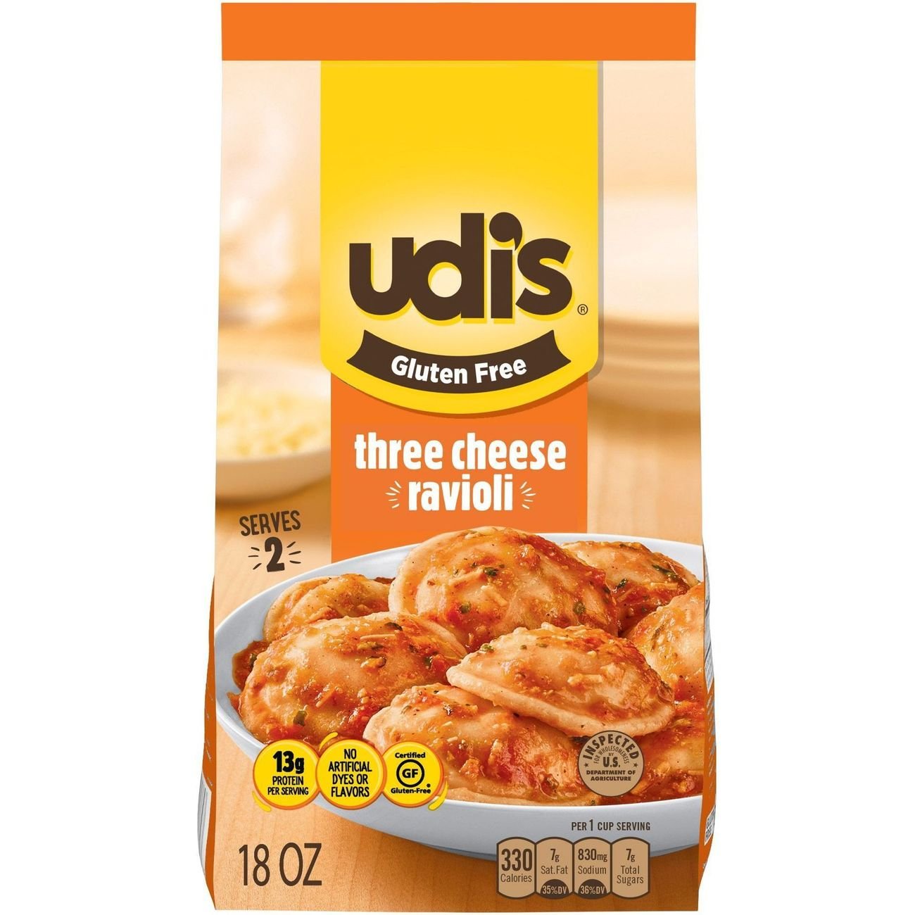 Udi's Gluten Free Three Cheese Ravioli Frozen Meal - Shop Entrees ...