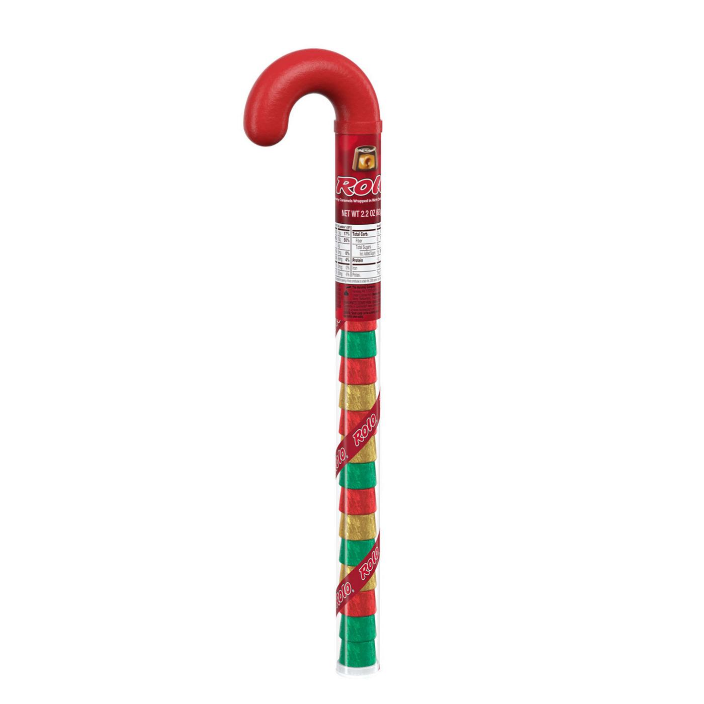 Rolo Rich Chocolate Caramels Christmas Candy Cane Tube; image 1 of 6