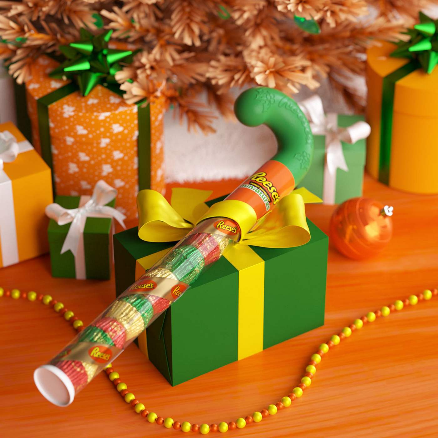 Reese's Milk Chocolate Peanut Butter Cups Christmas Candy Cane Tube; image 3 of 6