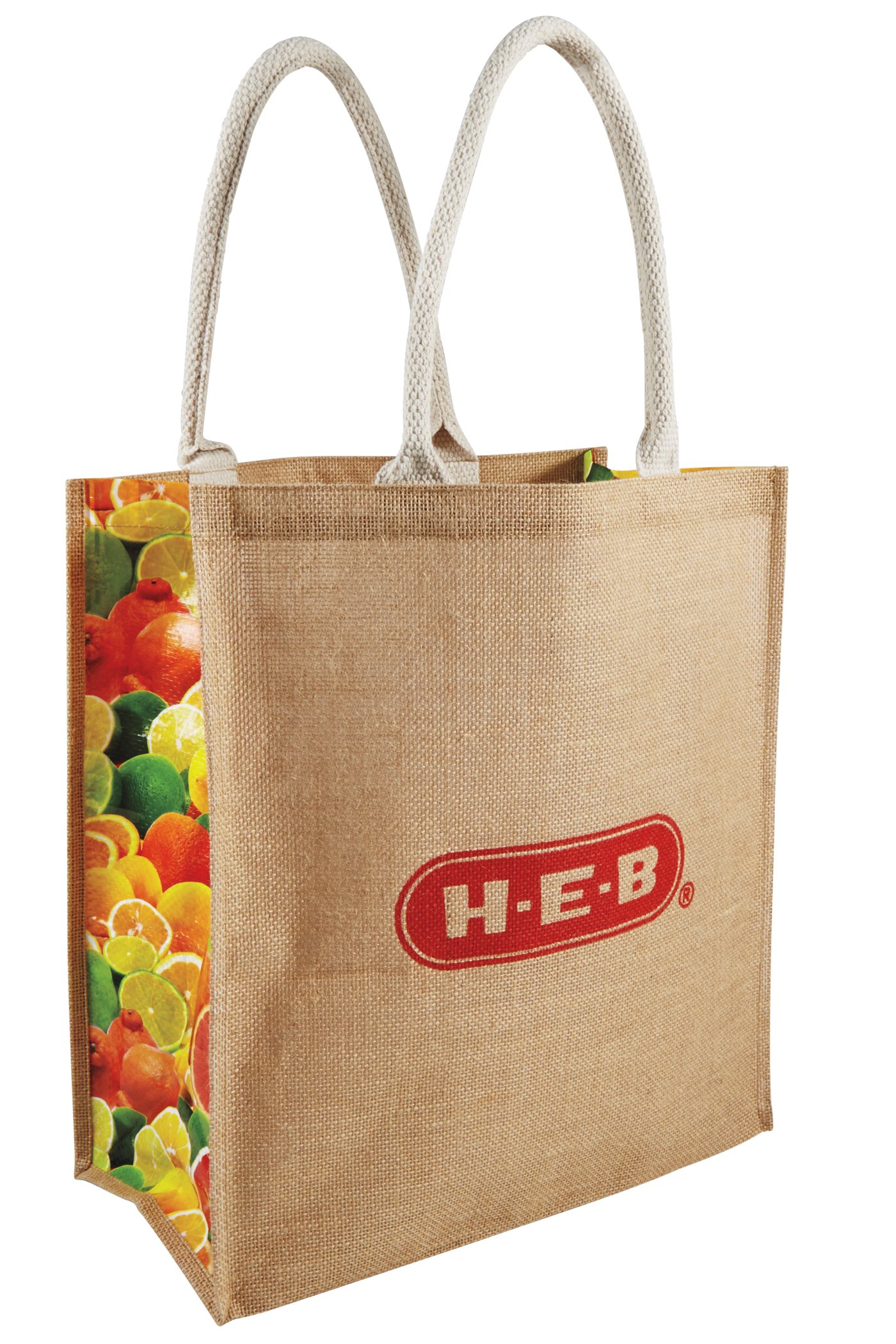 H E B Citrus Jute Reusable Bag