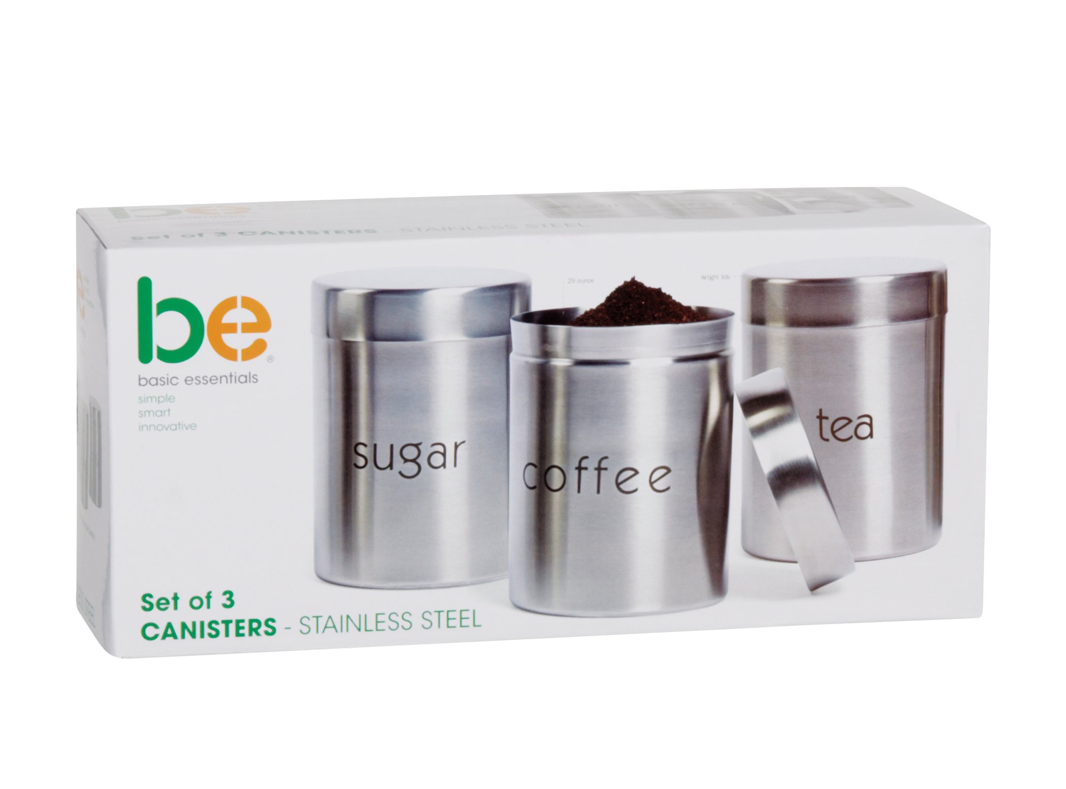 Basic Essentials 3 Piece Stainless Steel Set Canisters Shop Kitchen