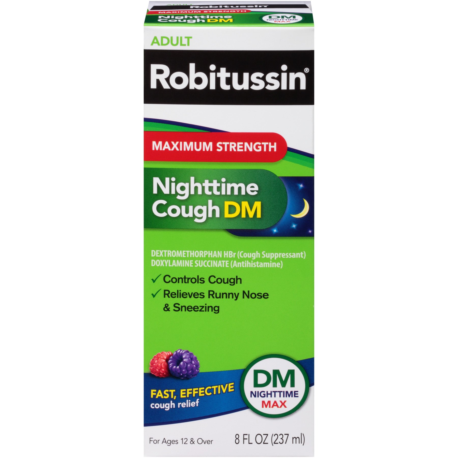 Robitussin Max Strength Blue Raspberry Nighttime Cough DM Liquid Shop Cough, Cold & Flu at HEB