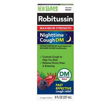 Robitussin Maximum Strength Nighttime Cough DM Max, Adult Formula, Berry Flavor