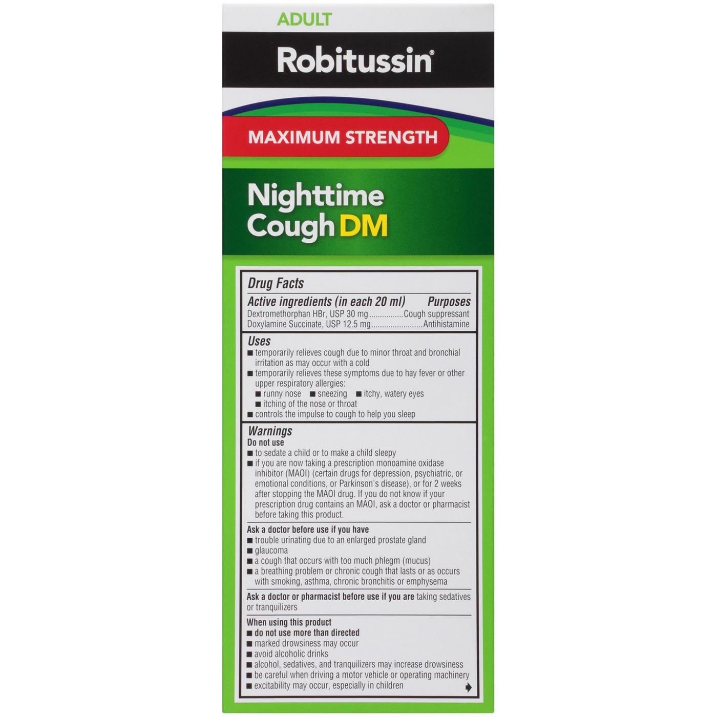 Robitussin Max Strength Blue Raspberry Nighttime Cough DM Liquid; image 9 of 9