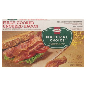 Hormel Natural Choice Fully Cooked Uncured Bacon, 2.52 oz