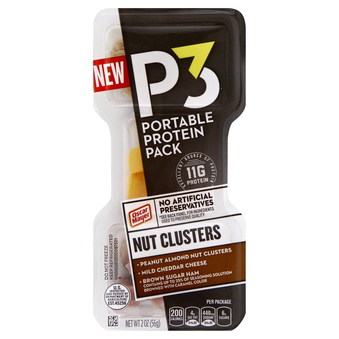 Oscar Mayer P3 Nut Clusters with Cheddar & Brown Sugar Ham Shop Ready