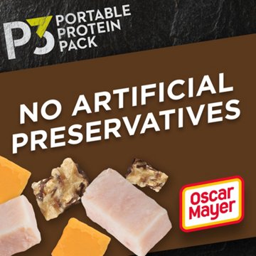 P3 Portable Protein Pack Snack Tray - Dark Chocolate Nut Clusters, Turkey & Cheddar, 2 oz