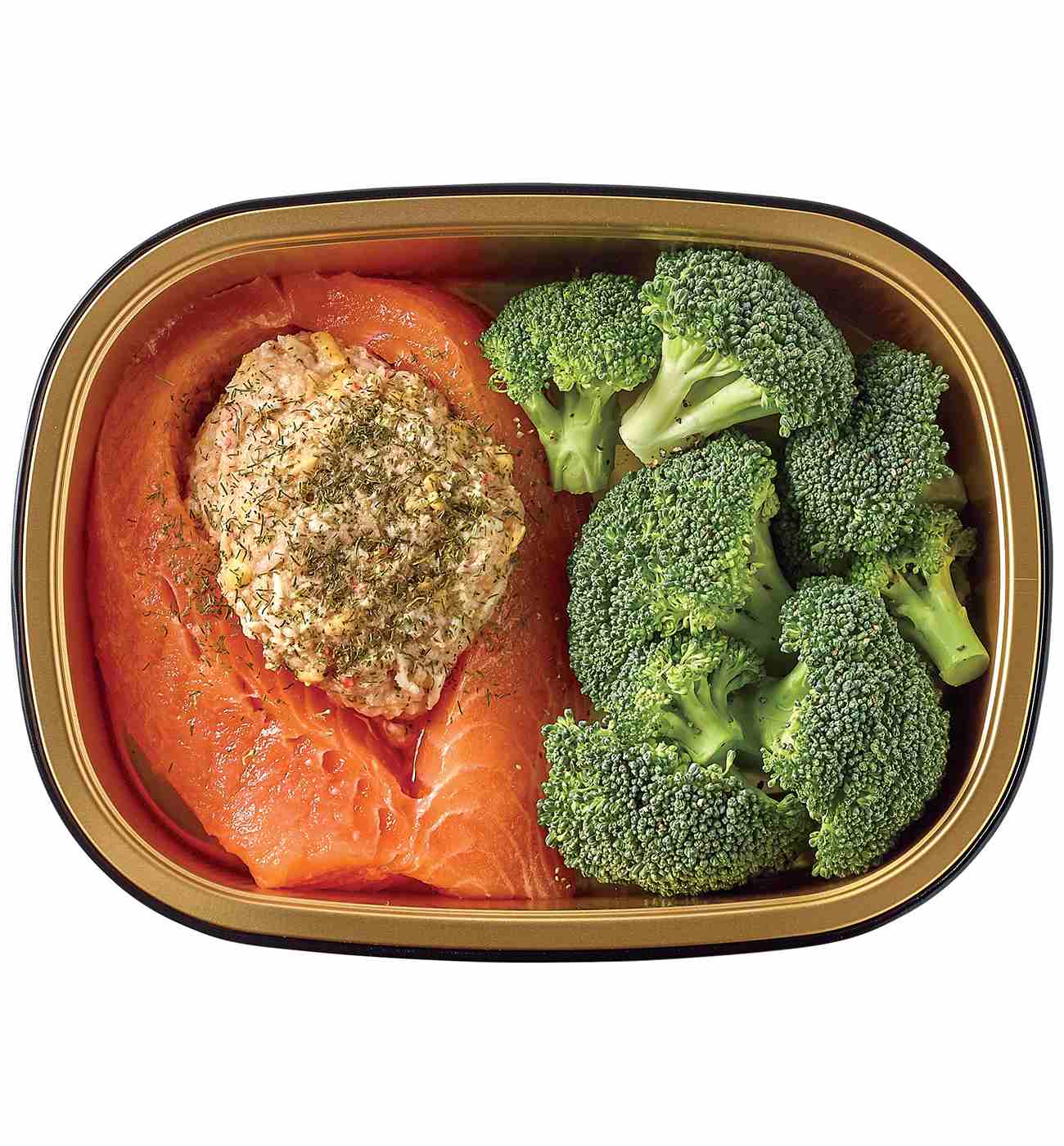 Meal Simple by H-E-B Crab-Stuffed Atlantic Salmon & Broccoli; image 2 of 3