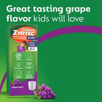 Children's Zyrtec 24 Hour Children's Allergy Relief Syrup, Grape