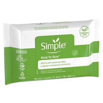 Simple Kind to Skin Micellar Cleansing Wipes, 25 ct