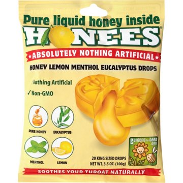 Honees Honey Lemon Menthol Eucalyptus Cough Drops, 20 ct