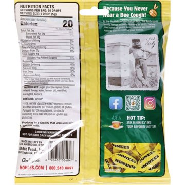 Honees Honey Lemon Menthol Eucalyptus Cough Drops, 20 ct