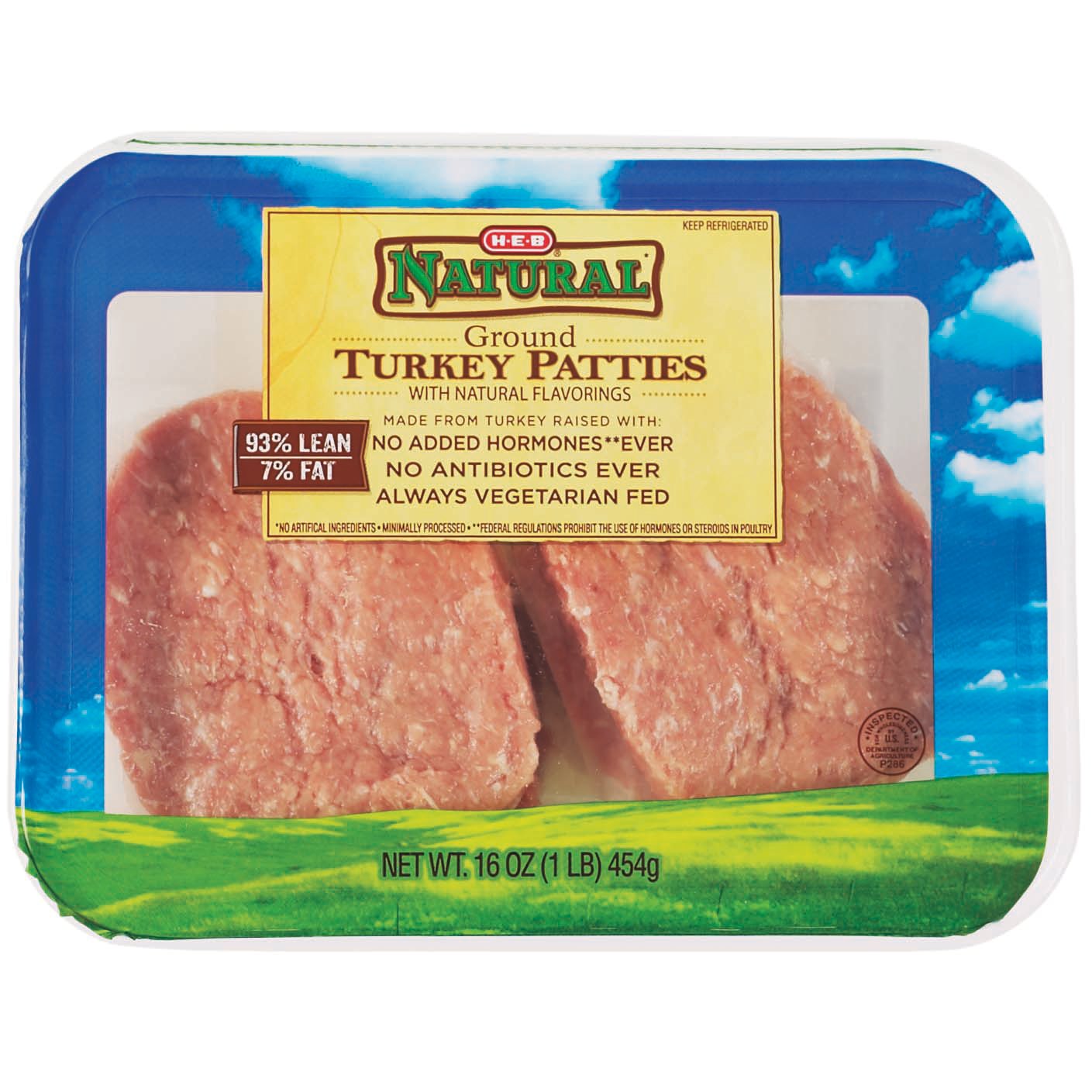 HEB Natural Ground Turkey Patties, 93 Lean Shop Turkey at HEB