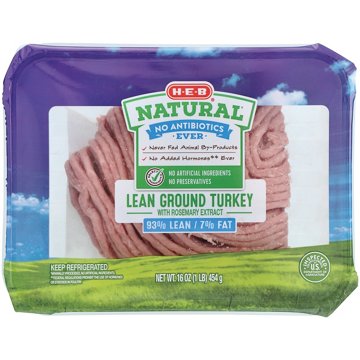 H-E-B Natural Lean Ground Turkey, 93% Lean, 16 oz