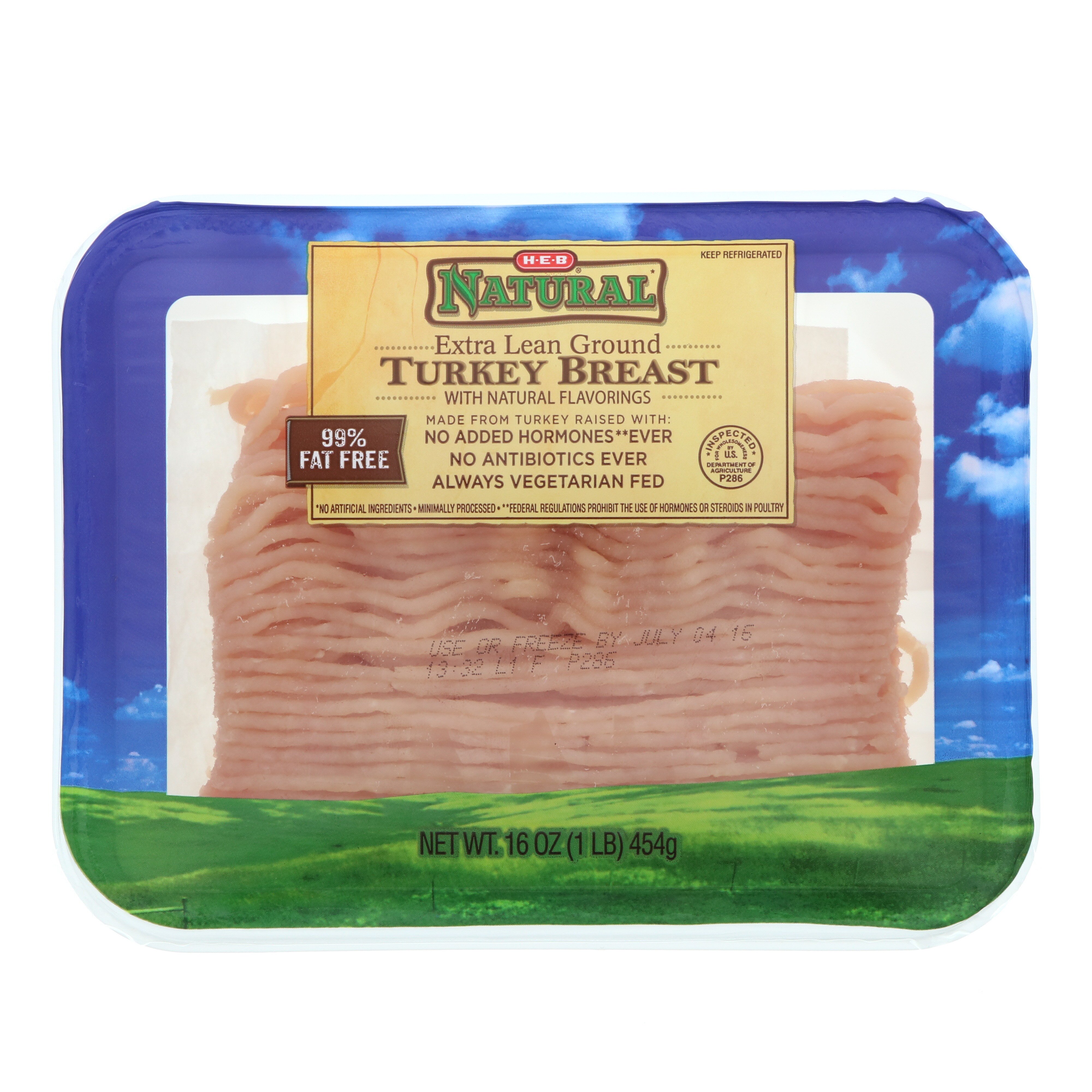 How many calories are in 1 pound of ground turkey H E B Natural Extra Lean Ground Turkey Breast 99 Lean Shop Turkey At H E B