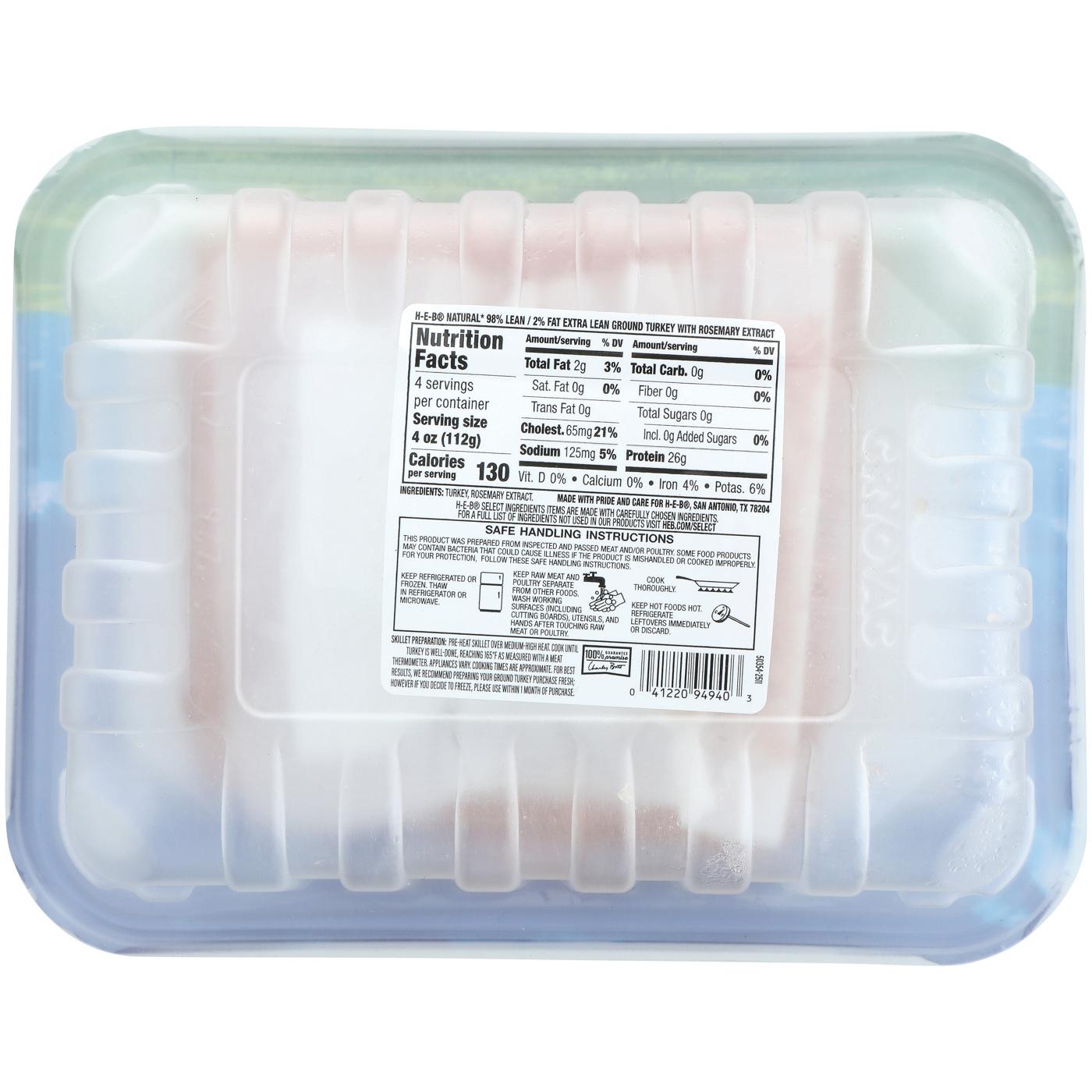 H-E-B Natural Extra Lean Ground Turkey Breast, 98% Lean; image 2 of 2