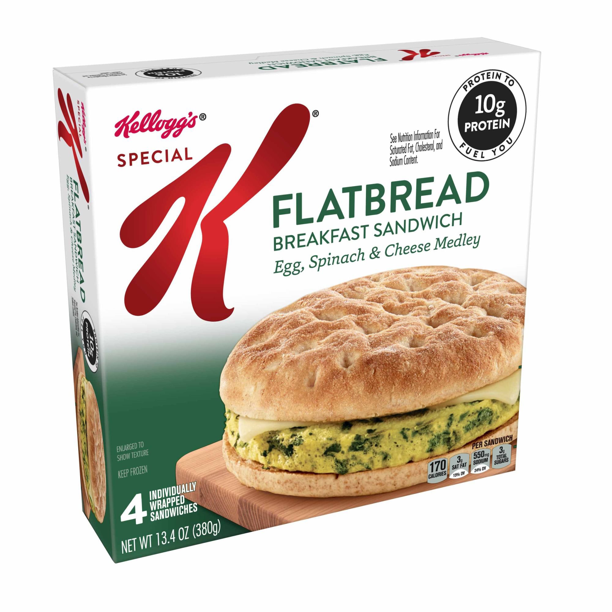 Kellogg's Special K Flatbread Breakfast Sandwiches Egg, Spinach, and