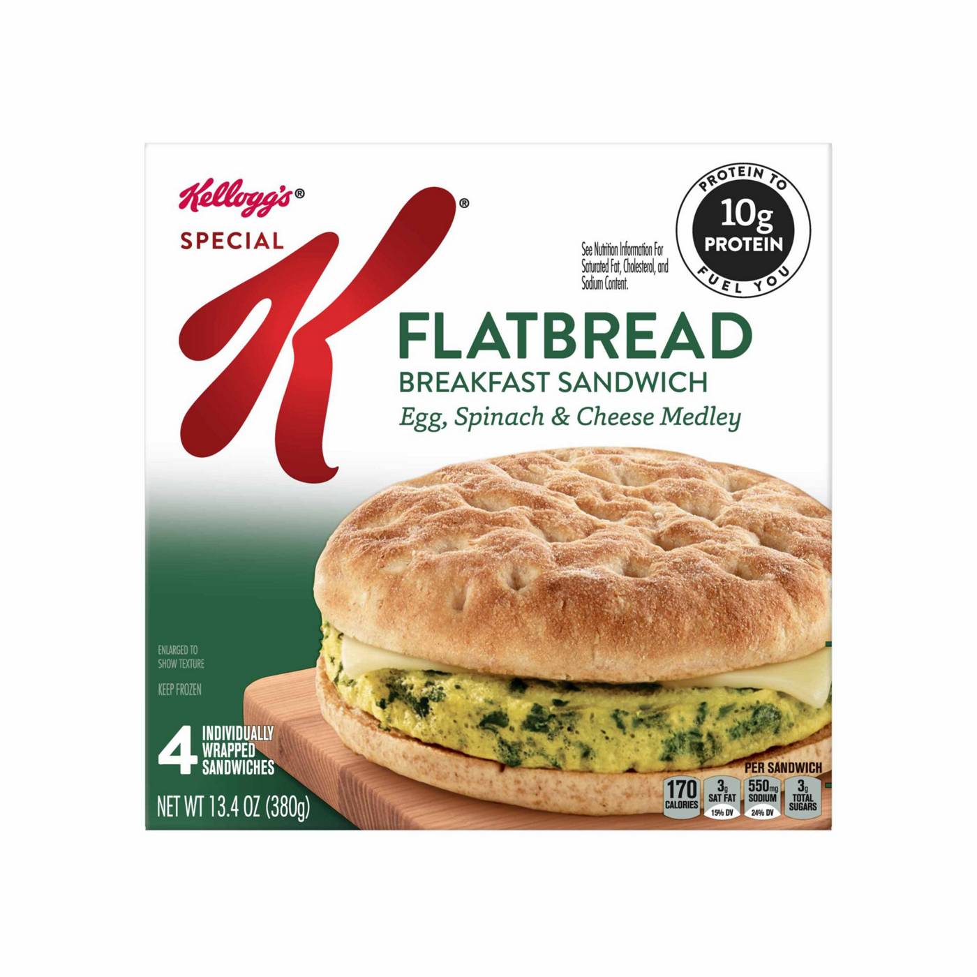 Kellogg's Special K Flatbread Breakfast Sandwiches Egg, Spinach, and Cheese Medley; image 6 of 6