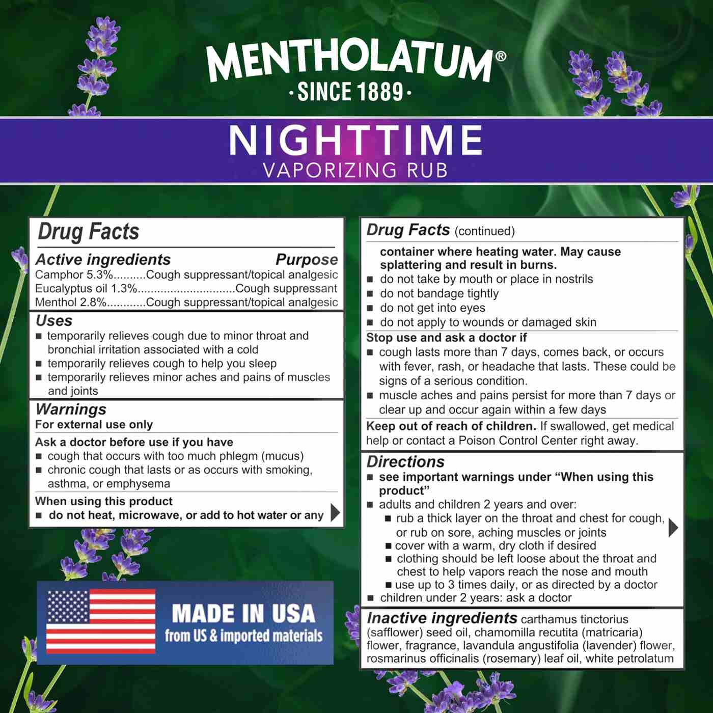 Mentholatum Nighttime Vaporizing Rub with Soothing Lavender; image 5 of 7