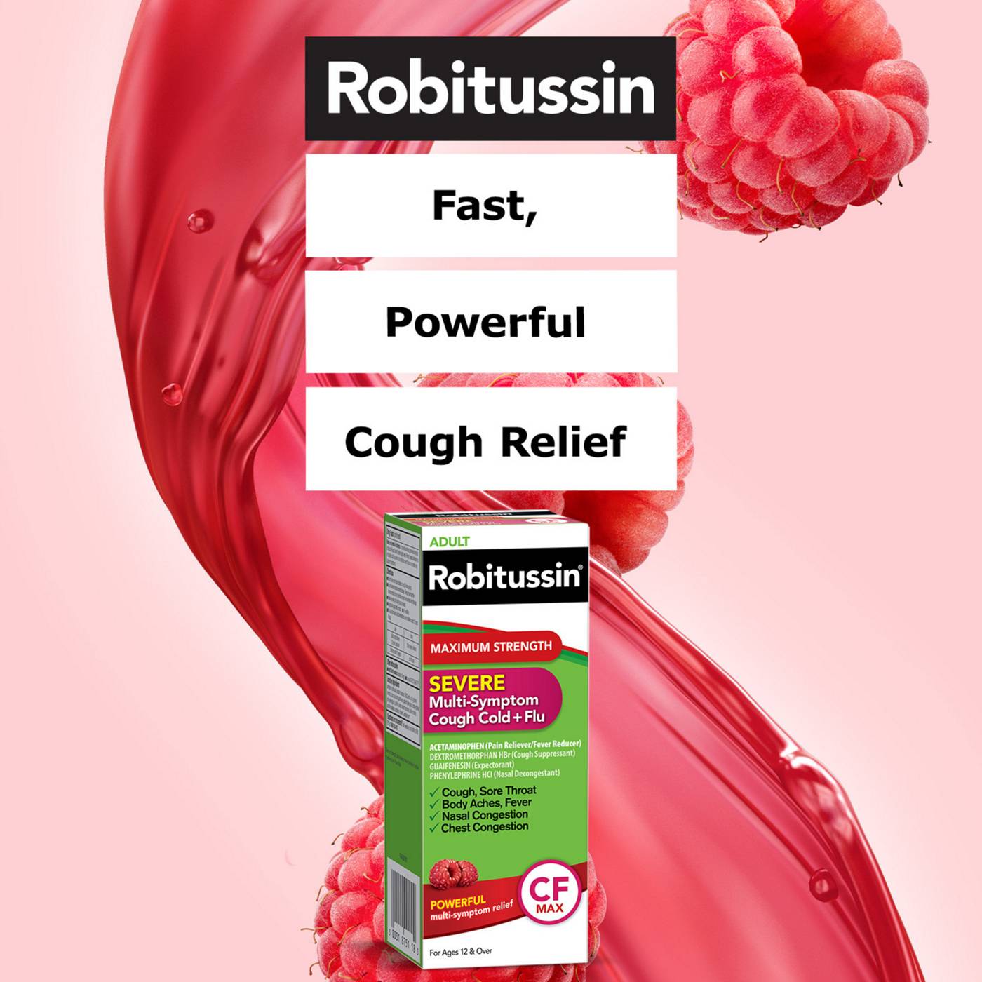 Robitussin Maximum Strength CF Max, Severe Multi-Symptom Daytime and Nighttime Relief from Cough, Cold, and Flu, Adult Formula; image 7 of 7