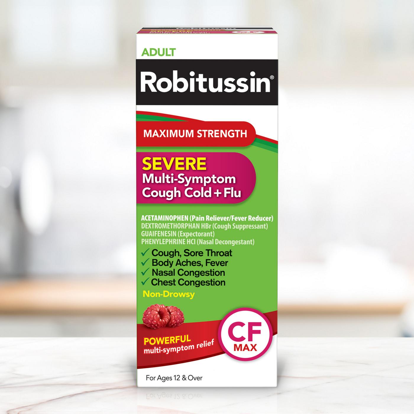 Robitussin Max Strength Severe Multi-Symptom Cough Cold + Flu Liquid; image 9 of 9