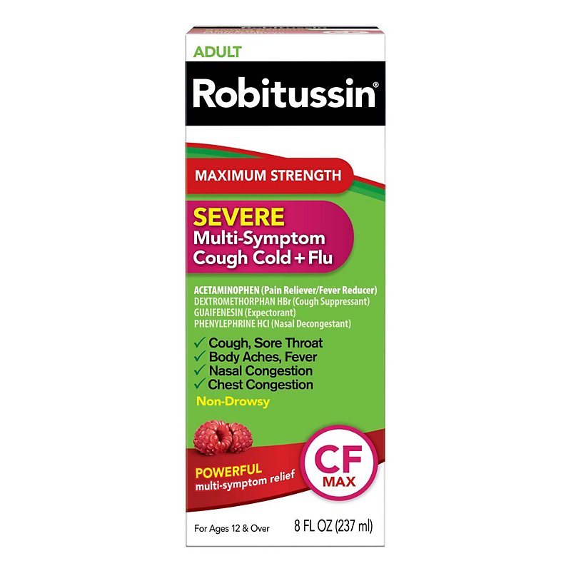 Robitussin Max Strength Severe Multi Symptom Cough Cold Flu Liquid Shop Cough Cold Flu At H E B
