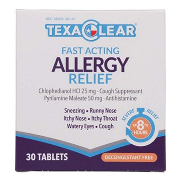 TexaClear Allergy Relief Tablets, 30 ct