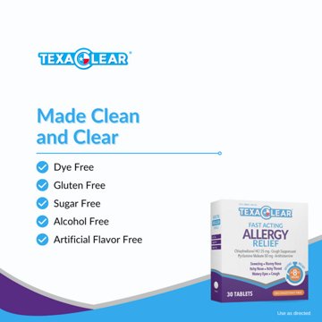 TexaClear Allergy Relief Tablets, 30 ct