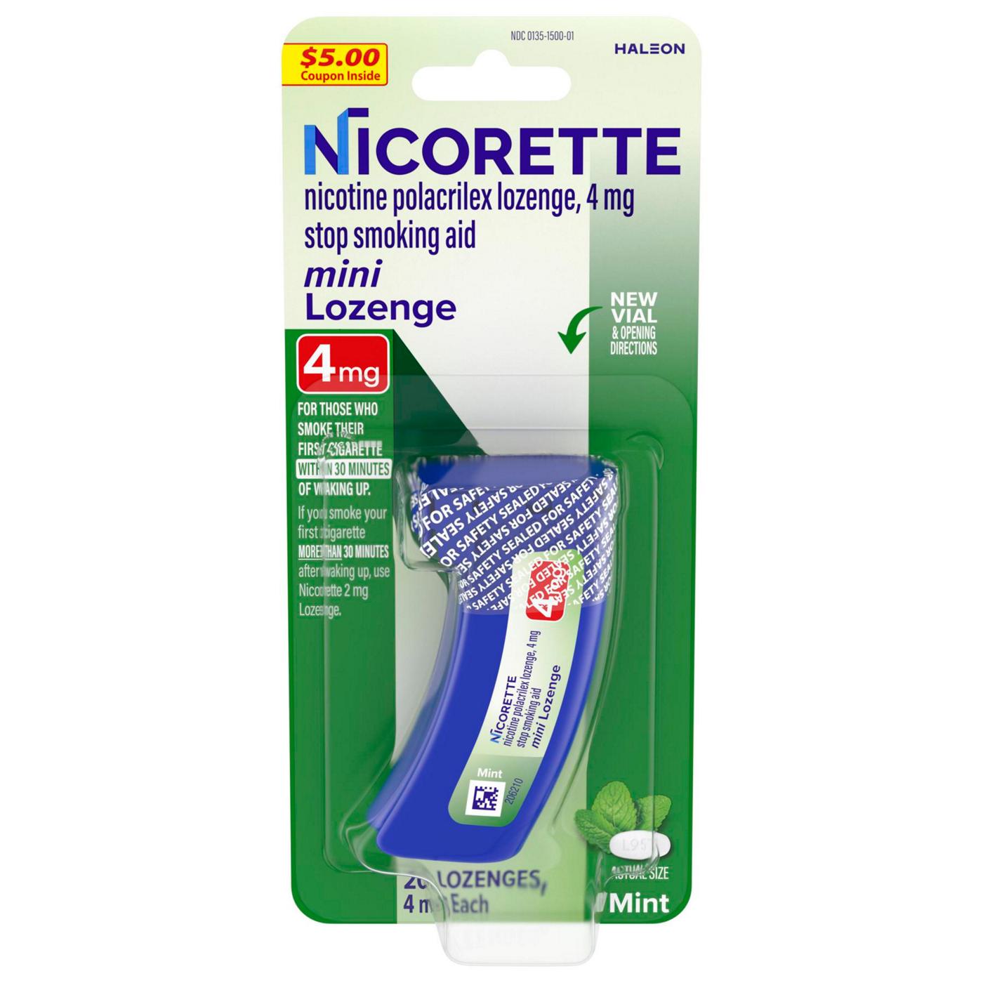 Nicorette Mini Nicotine Lozenges, 4 mg, Mint; image 1 of 8